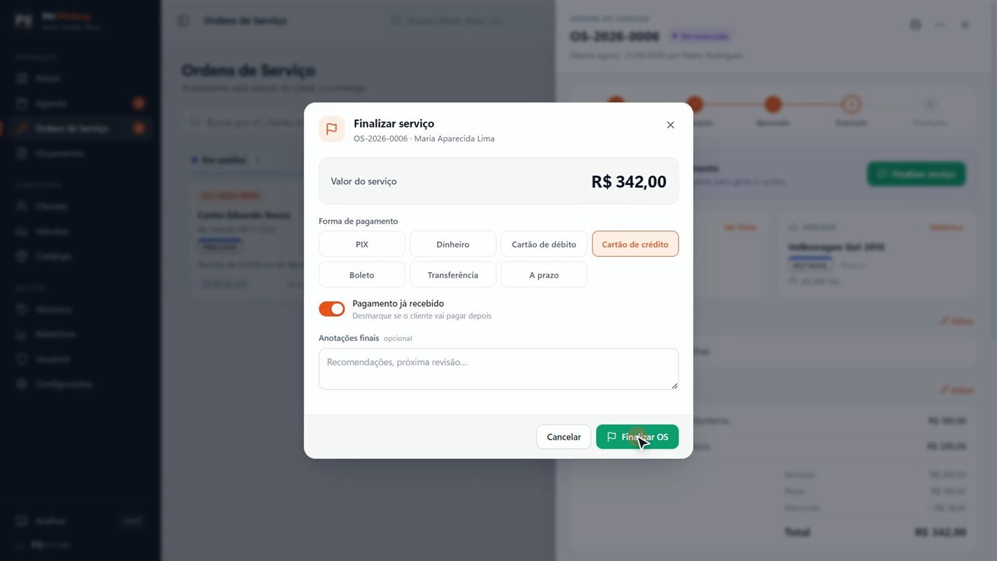 PH PitStop: Finalização e recibo